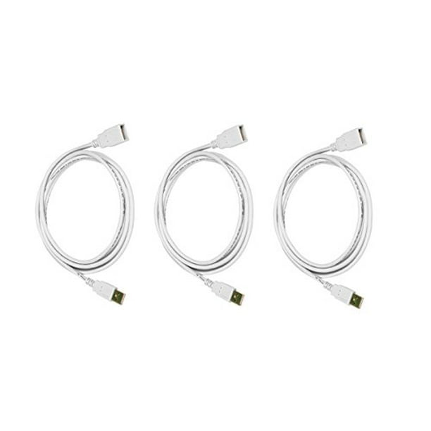 Gold Plated White 3 Feet 3 Pack USB 2.0 A Male to A Female Extension 28/24AWG Cable Gold Plated White 3 Feet 3 Pack USB 2.0 A Male to A Female Extension 28/24AWG Cable